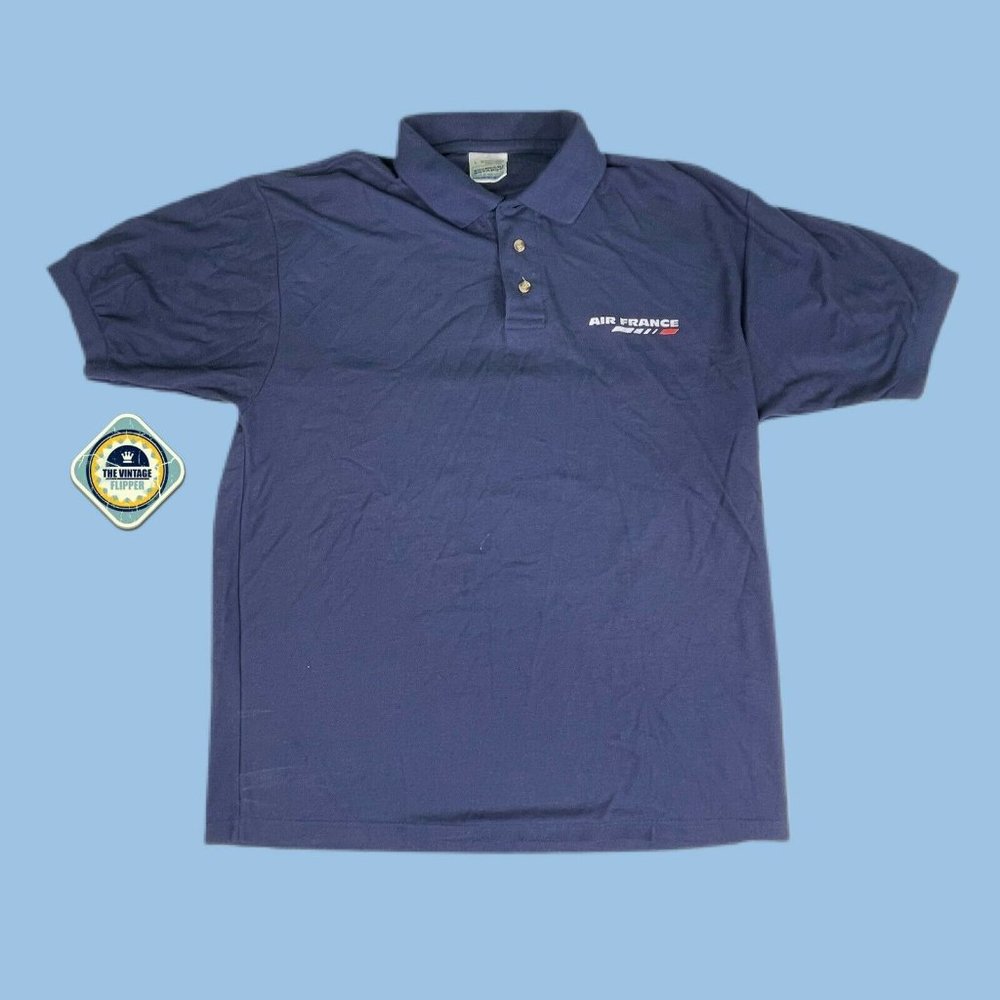 AIR FRANCE VINTAGE POLO SHIRT SCREEN STARS MENS L